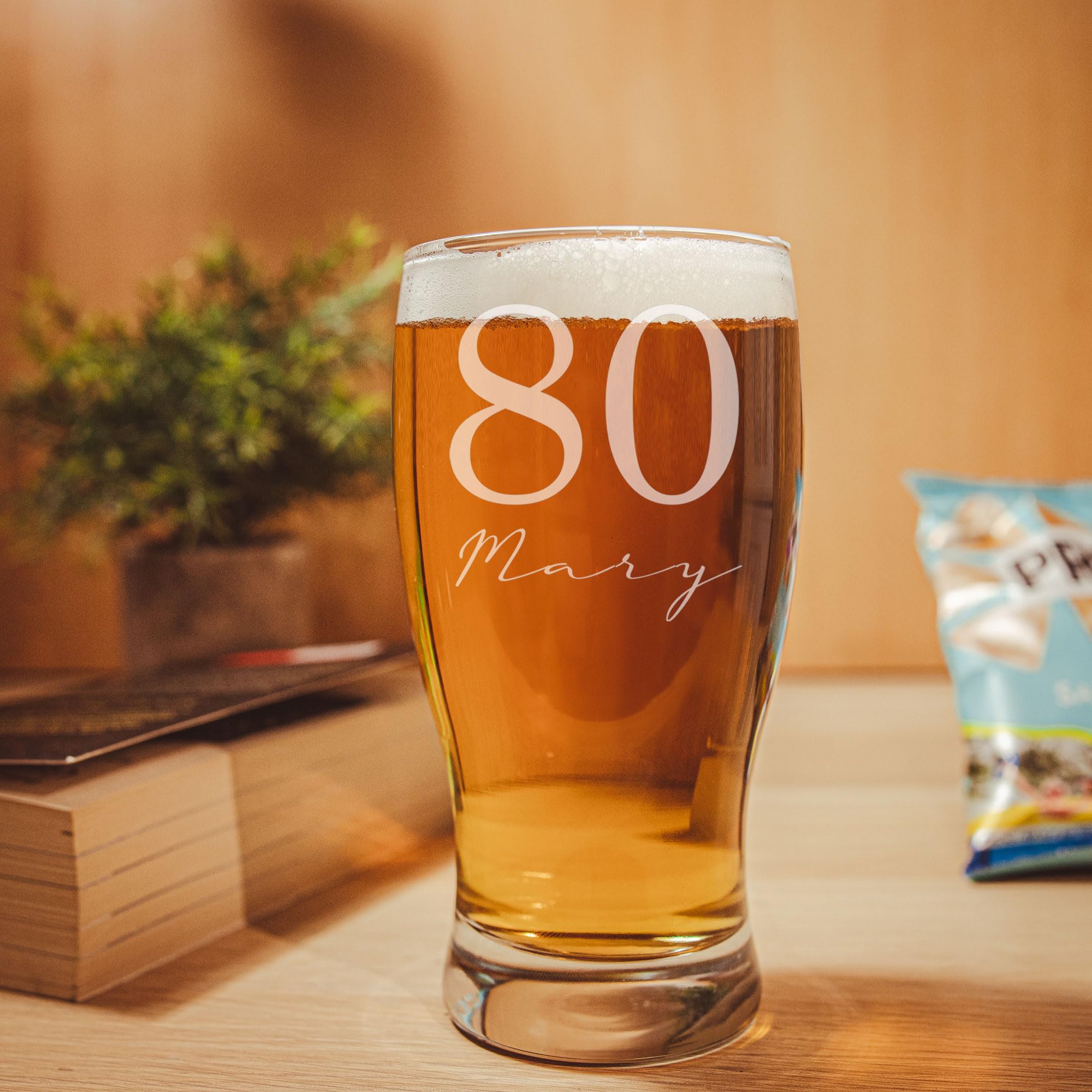 Personalised 80th Birthday Pint Glass with Name